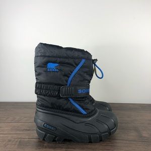 Sorel Flurry Winter Boots Black Blue Toddler Boys Size 11